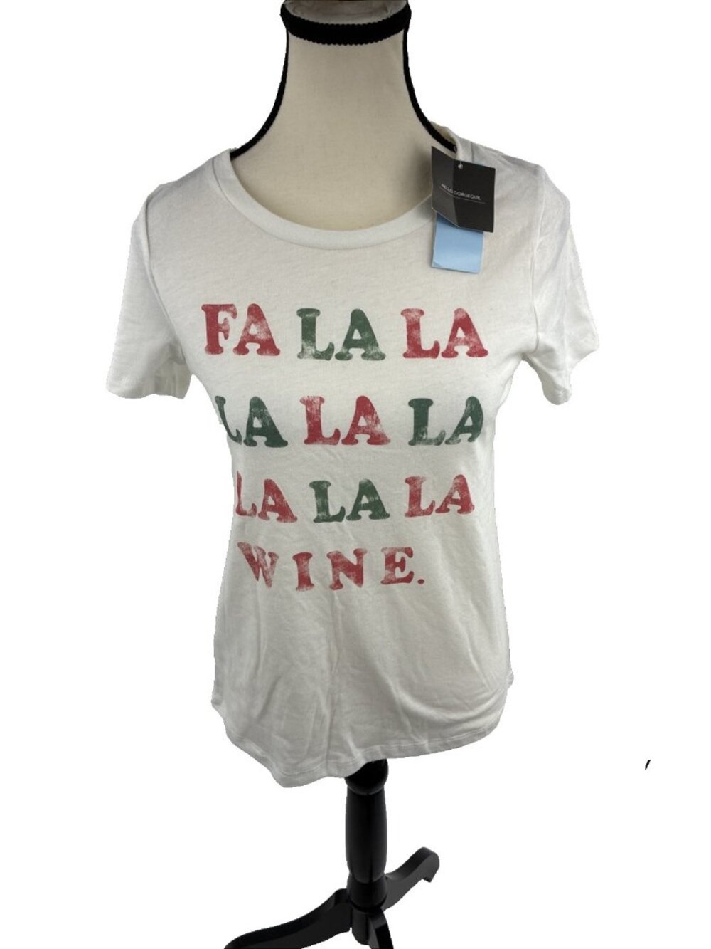 Grayson Threads Womens Graphic Tee Fa La La Wine Christmas Shirt XS